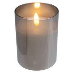 LED-Echtwachs-Kerze im Glas, 10cm hoch, Ø 7,5cm, inkl. Timer