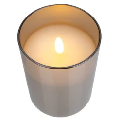 LED-Echtwachs-Kerze im Glas, 10cm hoch, Ø 7,5cm, inkl. Timer