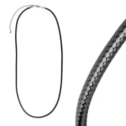 Lederoptik-Halsketten, 60cm lang, verlängerbar, Stärke: 3mm, schwarz, 3 Stück