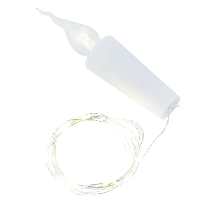 LED-Flaschenlicht, Kerze, 11 LEDs, 10cm hoch, konisch zulaufend, warmweiß