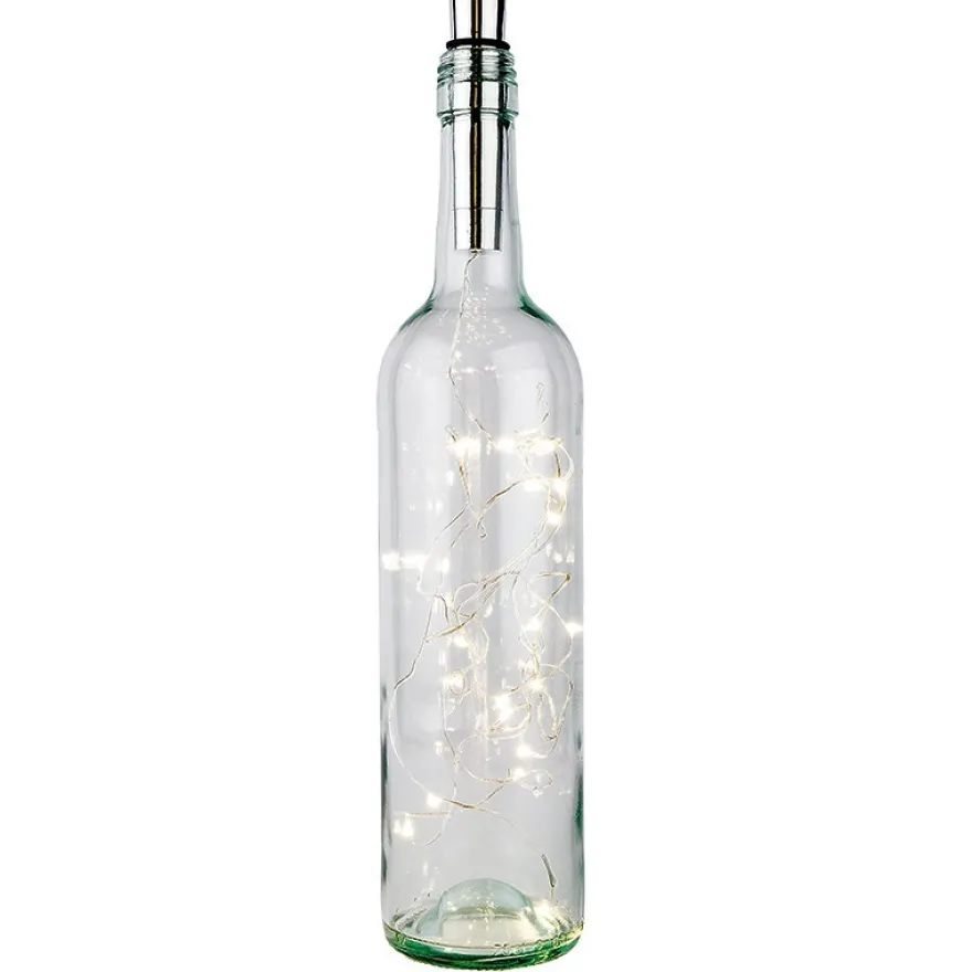 LED-Flaschenlicht mit 20 LED-Lichtern, Draht-Lichterkette, warmweiß