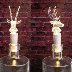 LED-Flaschenlicht mit 2 LED-Lämpchen, Rentier, 12,5cm hoch, weiß