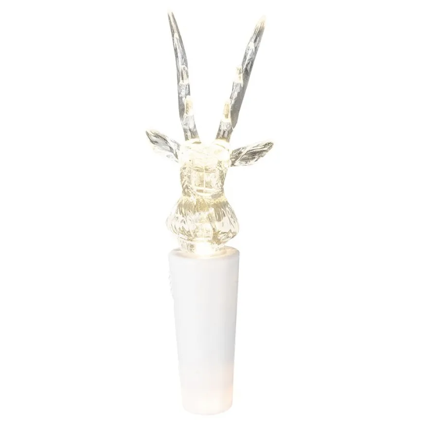 LED-Flaschenlicht mit 2 LED-Lämpchen, Rentier, 12,5cm hoch, weiß