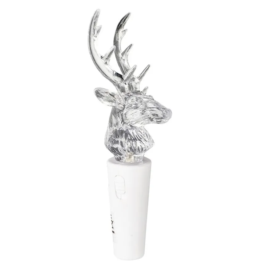 LED-Flaschenlicht mit 2 LED-Lämpchen, Rentier, 12,5cm hoch, weiß