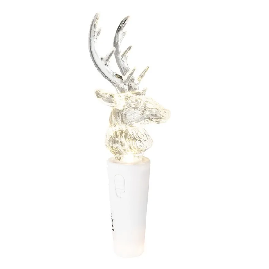 LED-Flaschenlicht mit 2 LED-Lämpchen, Rentier, 12,5cm hoch, weiß