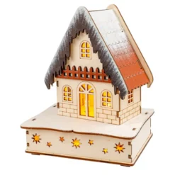 LED-Haus, Design 1, 12cm x 10,3cm x 15,3cm, warmweiß mit Timer