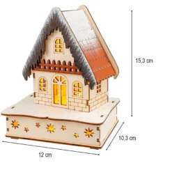 LED-Haus, Design 1, 12cm x 10,3cm x 15,3cm, warmweiß mit Timer