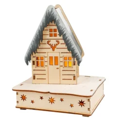 LED-Haus, Design 2, 12cm x 10cm x 15,1cm, warmweiß mit Timer