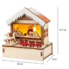 LED-Haus, Weihnachtsmarktszene 2, 9,5cm x 6cm x 10,7cm, warmweiß mit Timer