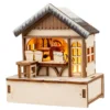 LED-Haus, Weihnachtsmarktszene 4, 9,5cm x 6cm x 10,4cm, warmweiß mit Timer