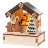 LED-Haus, Weihnachtsmarktszene 6, 9,5cm x 6cm x 10,6cm, warmweiß mit Timer
