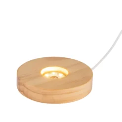 LED-Holz-Podest rund, Ø10cm, 2cm hoch, mit 6 LEDs in warmweiß