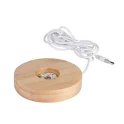 LED-Holz-Podest rund, Ø10cm, 2cm hoch, mit 6 LEDs in warmweiß