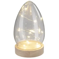 LED-Holz-Podest rund, mit Ei, Ø8,3cm, 2cm hoch, mit 10 LEDs in Warmweiß