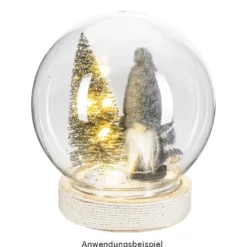 LED-Holz-Podest rund, mit Kugel, Ø8,3cm, 2cm hoch, mit 10 LEDs in Warmweiß