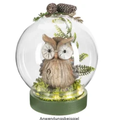 LED-Holz-Podest rund, mit Kugel, Ø8,3cm, 2cm hoch, mit 10 LEDs in Warmweiß