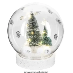 LED-Holz-Podest rund, mit Kugel, Ø8,3cm, 2cm hoch, mit 10 LEDs in Warmweiß