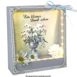 LED-Holzrahmen, 17cm x 18,4cm x 5cm, 31 LEDs in Warmweiß, inkl. Timer