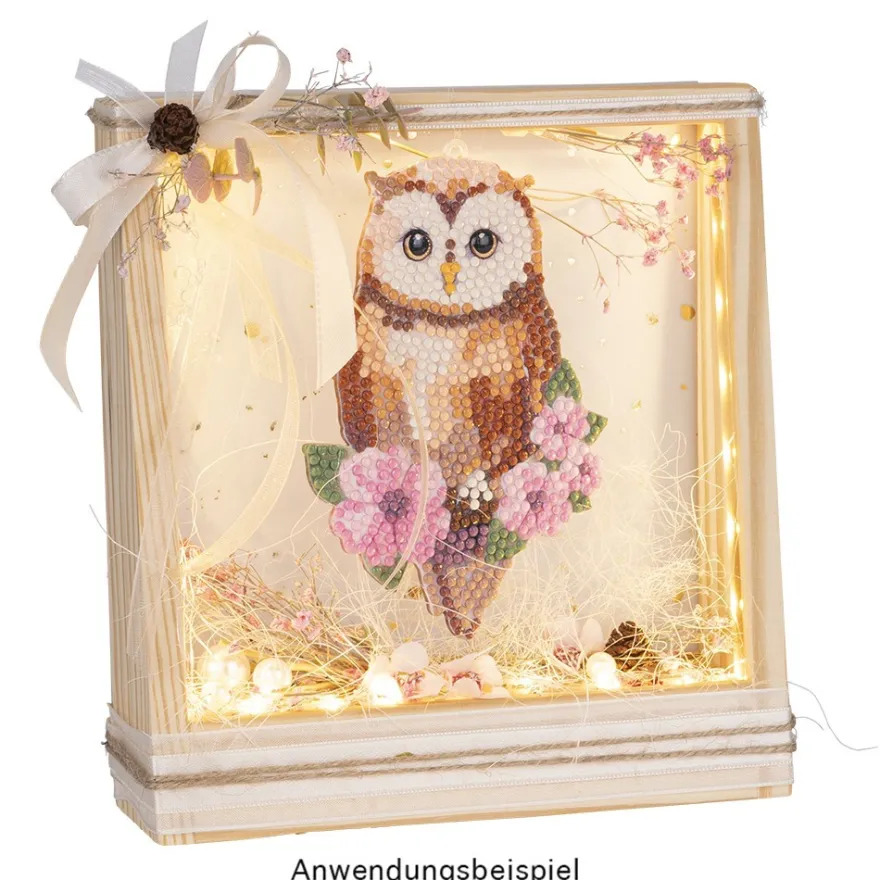 LED-Holzrahmen, 17cm x 18,4cm x 5cm, 31 LEDs in Warmweiß, inkl. Timer