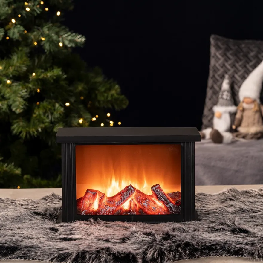 LED-Kamin, 30cm x 11,5cm x 20cm, mit Flammeneffekt, mit Timerfunktion