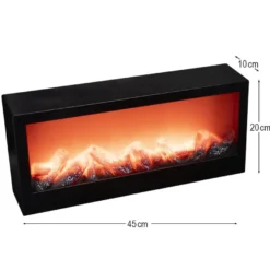 LED-Kamin, 45cm x 10cm x 20cm, mit Flammeneffekt, mit Timer