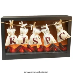 LED-Kamin, 41cm x 10cm x 25cm, mit Flammeneffekt, mit Timer, netzbetrieben