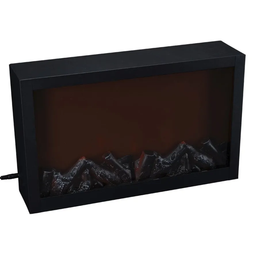 LED-Kamin, 41cm x 10cm x 25cm, mit Flammeneffekt, mit Timer, netzbetrieben