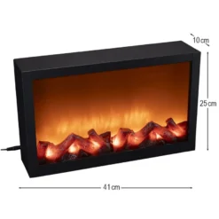 LED-Kamin, 41cm x 10cm x 25cm, mit Flammeneffekt, mit Timer, netzbetrieben