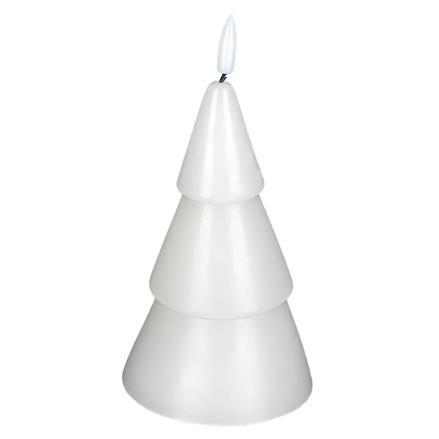 LED-Kerze, aus Echtwachs, Tannenbaum 1, Ø9,5cm, 18cm hoch, warmweiß, mit Timer