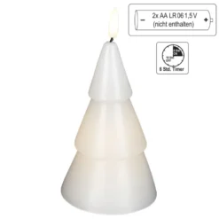 LED-Kerze, aus Echtwachs, Tannenbaum 1, Ø9,5cm, 18cm hoch, warmweiß, mit Timer