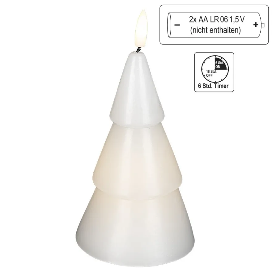 LED-Kerze, aus Echtwachs, Tannenbaum 1, Ø9,5cm, 18cm hoch, warmweiß, mit Timer
