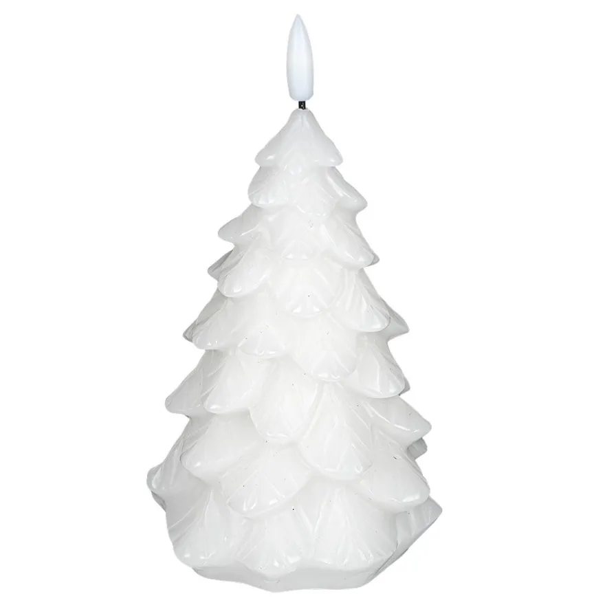 LED-Kerze, aus Echtwachs, Tannenbaum 2, Ø9cm, 18cm hoch, warmweiß, mit Timer