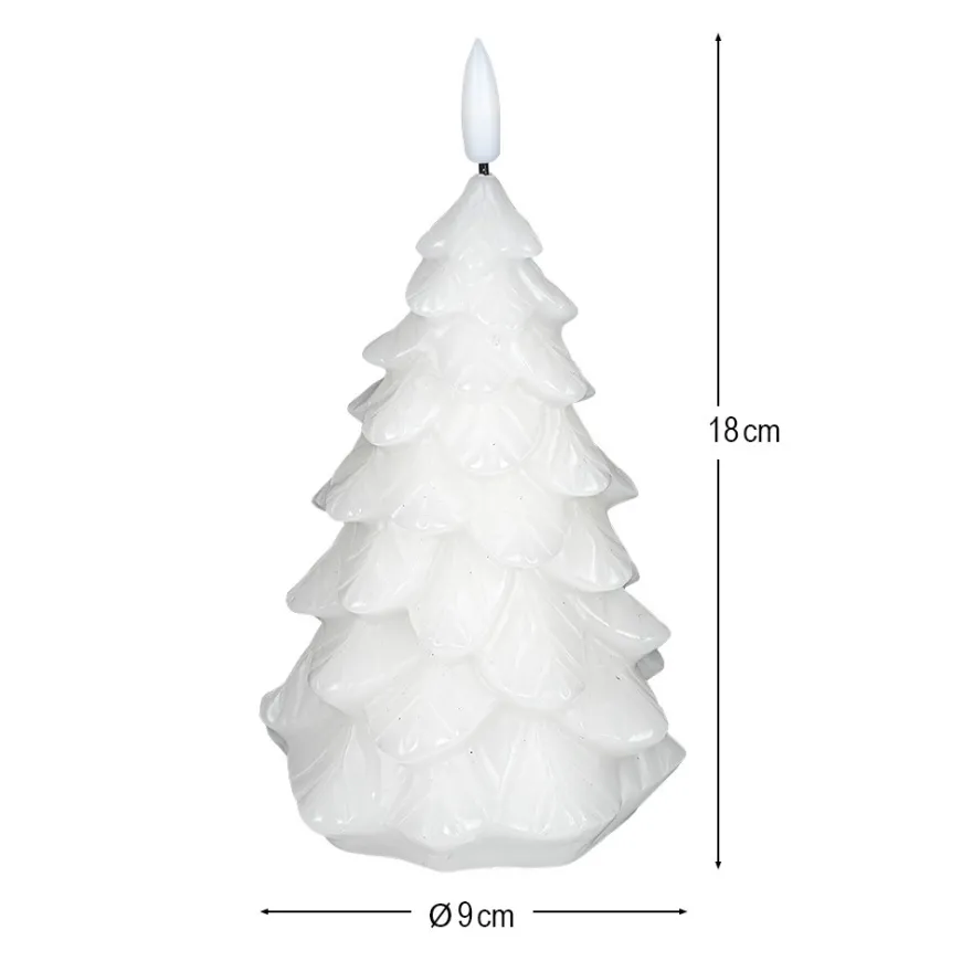LED-Kerze, aus Echtwachs, Tannenbaum 2, Ø9cm, 18cm hoch, warmweiß, mit Timer