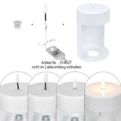LED-Kerzenbasis, zum Zusammenbauen, 16cm hoch, Ø 10cm, weiß