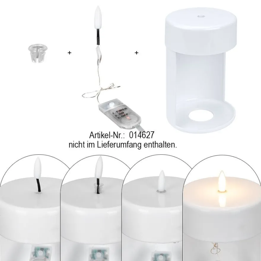 LED-Kerzenbasis, zum Zusammenbauen, 16cm hoch, Ø 10cm, weiß