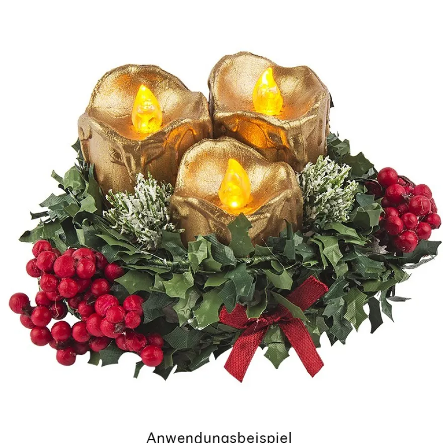 LED-Kerzen, 3,2cm hoch Ø3,6cm & 4,5cm hoch Ø3,6cm, warmweiß, Timer-Funktion, 12 Stück