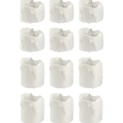 LED-Kerzen, 3,2cm hoch Ø3,6cm & 4,5cm hoch Ø3,6cm, warmweiß, Timer-Funktion, 12 Stück