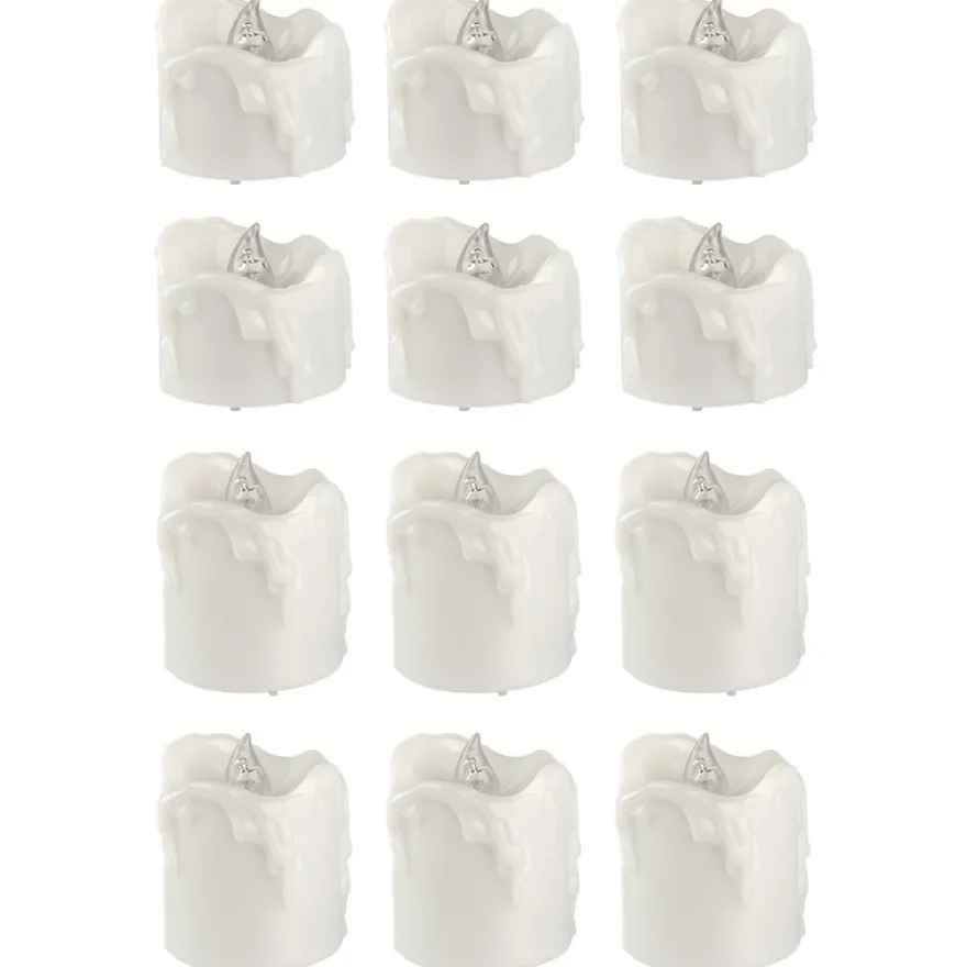 LED-Kerzen, 3,2cm hoch Ø3,6cm & 4,5cm hoch Ø3,6cm, warmweiß, Timer-Funktion, 12 Stück