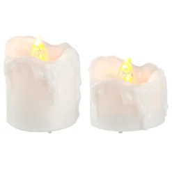 LED-Kerzen, 3,2cm hoch Ø3,6cm & 4,5cm hoch Ø3,6cm, warmweiß, Timer-Funktion, 12 Stück