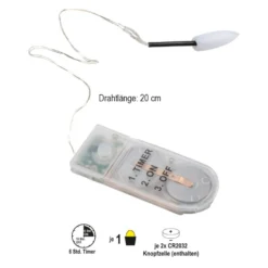 LED-Kerzenflammen am Draht, mit Flackereffekt, je 1 LED in Warmweiß, inkl. Timer, 4 Stück