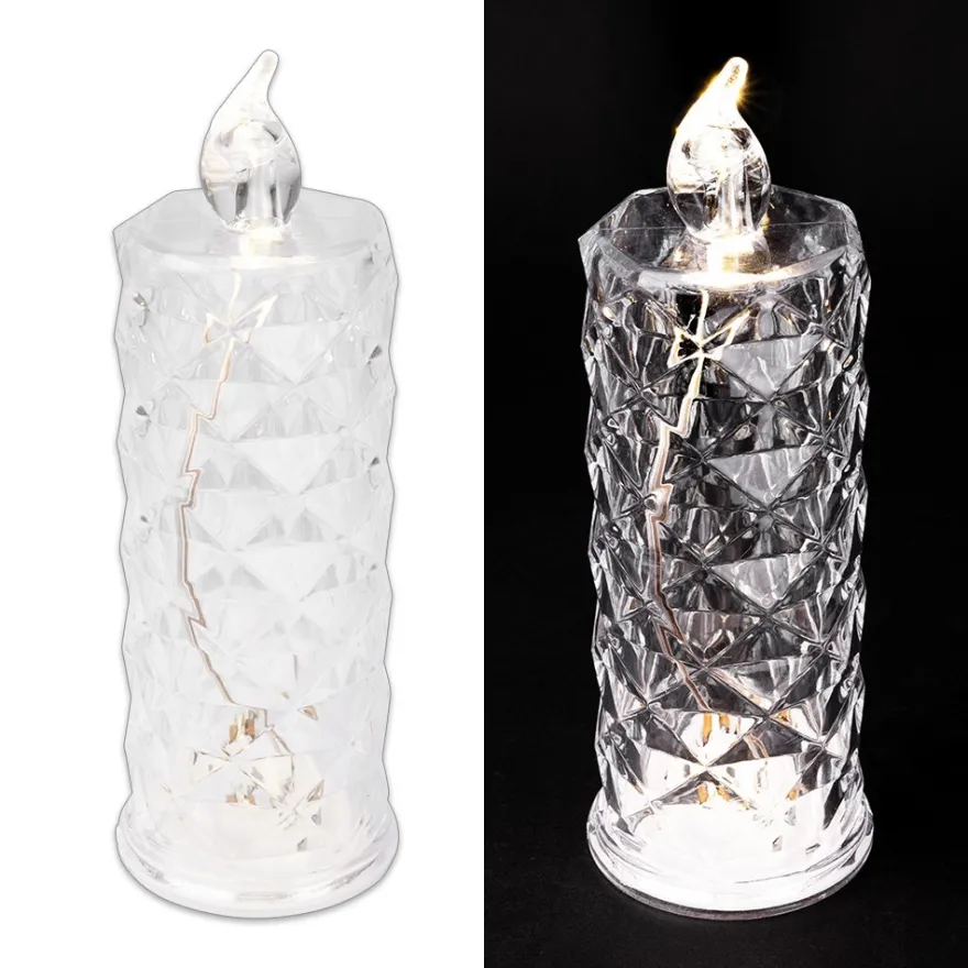 LED-Kerzen, Kristalloptik 1, transparent, 15,5cm hoch, 2 Stück