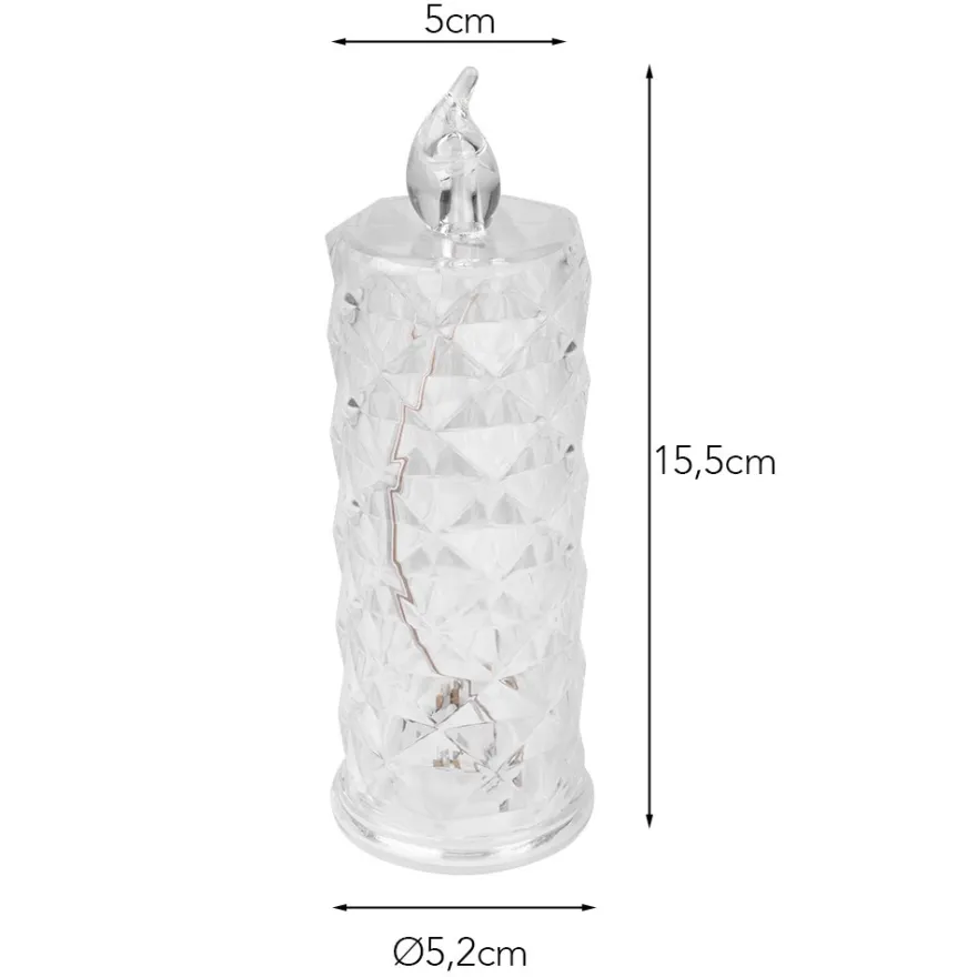 LED-Kerzen, Kristalloptik 1, transparent, 15,5cm hoch, 2 Stück