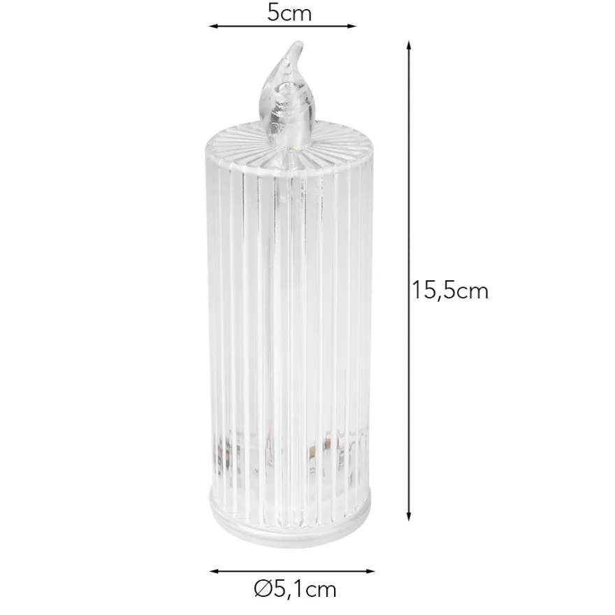 LED-Kerzen, Kristalloptik 2, transparent, 15,5cm hoch, 2 Stück