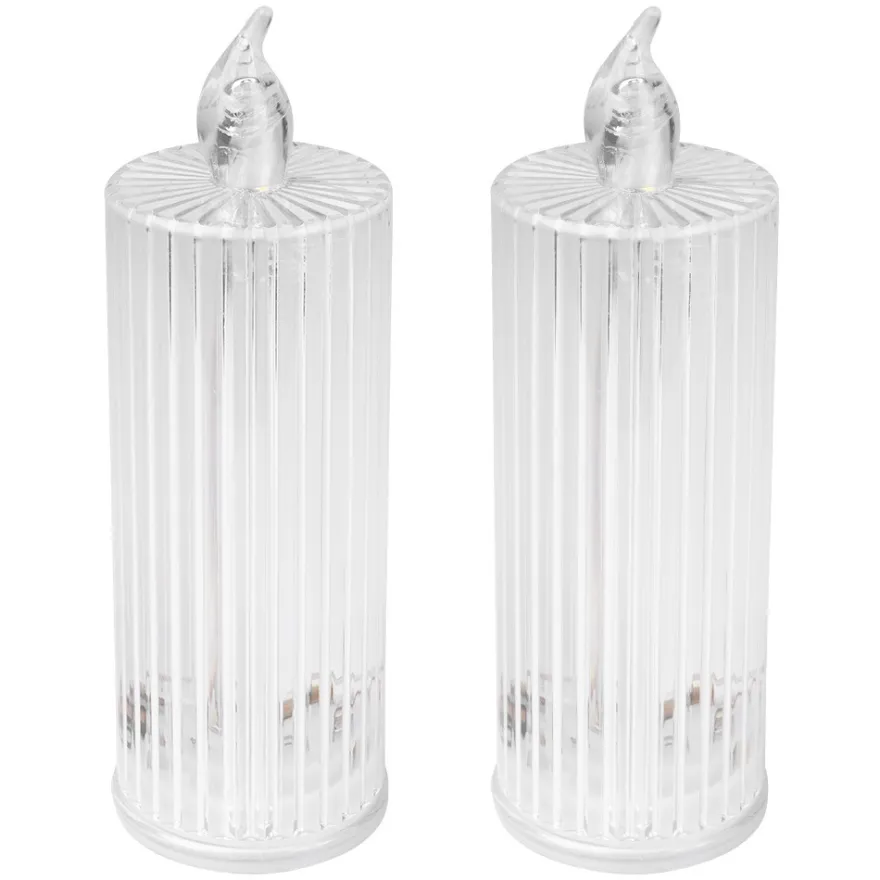 LED-Kerzen, Kristalloptik 2, transparent, 15,5cm hoch, 2 Stück