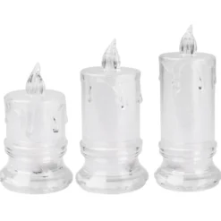 LED-Kerzen, mit diamantierter Folie, transparent, versch. Größen, 3 Stück