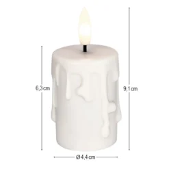 LED-Kerzen mit Echtwachsbeschichtung, creme, mit Wachstropfen, Ø 4,4cm, inkl. Timer, 4 Stück