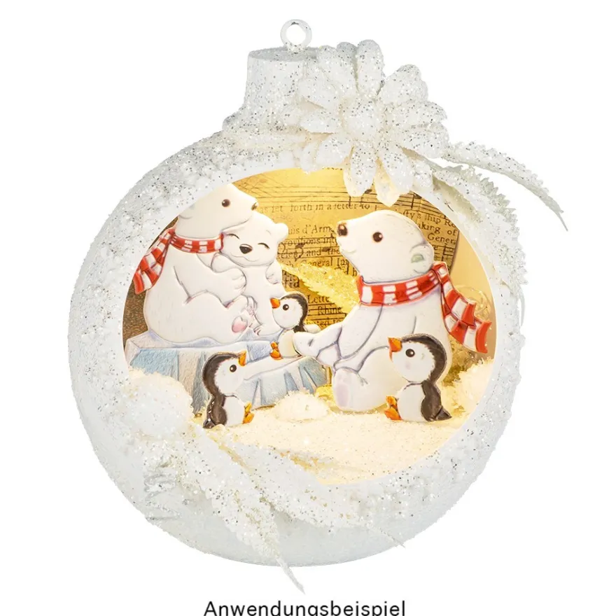 LED-Kugel mit verzierbarem Innenraum, 15,5cm x 15cm x 16,5cm, Ø13,5cm, 1 LED in Warmweiß, weiß