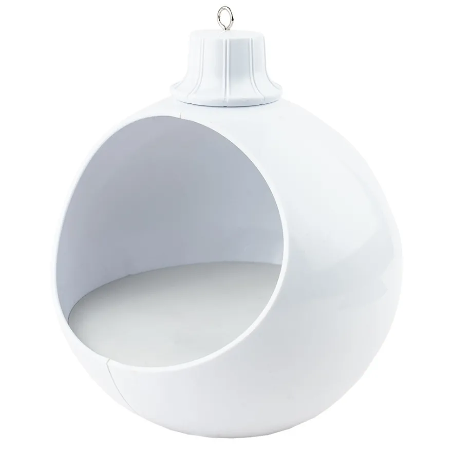 LED-Kugel mit verzierbarem Innenraum, 15,5cm x 15cm x 16,5cm, Ø13,5cm, 1 LED in Warmweiß, weiß
