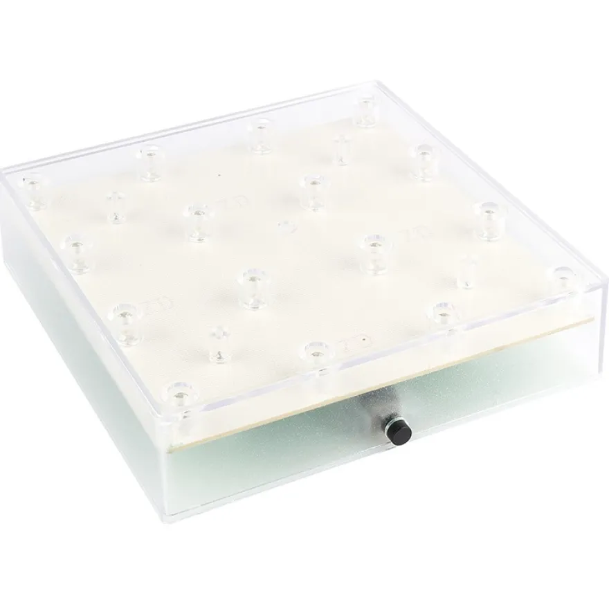 LED-Leuchtsockel, Light Base, quadratisch, 12,7cm x 12,7cm, 3,2cm hoch, 16 LEDs, warmweiß