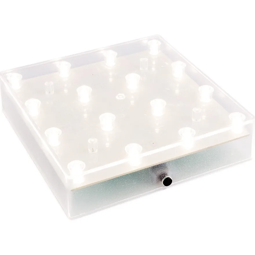 LED-Leuchtsockel, Light Base, quadratisch, 12,7cm x 12,7cm, 3,2cm hoch, 16 LEDs, warmweiß